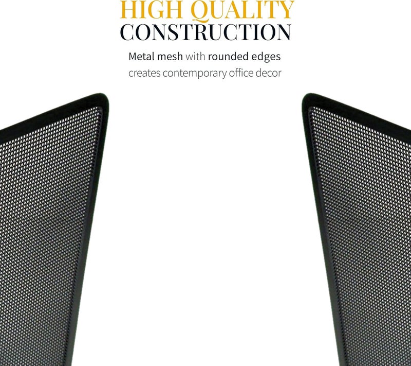 ARTISTIC Contemporary Mesh Metal Desktop File Sorter for Neat and Organized Surfaces in Office, School, and Home, Black - Image 3